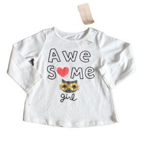 First Impressions Infant Long Sleeve 'Awesome Girl' T-Shirt-White-12 Months